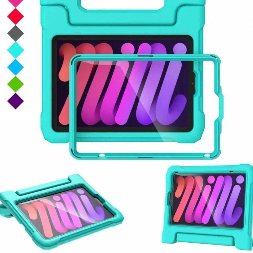 A ADENK Teal Tablet Case with Handle Built in Screen Protector
